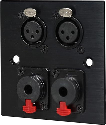 2 x Female XLR & 2 x Microphone Jack wall plate