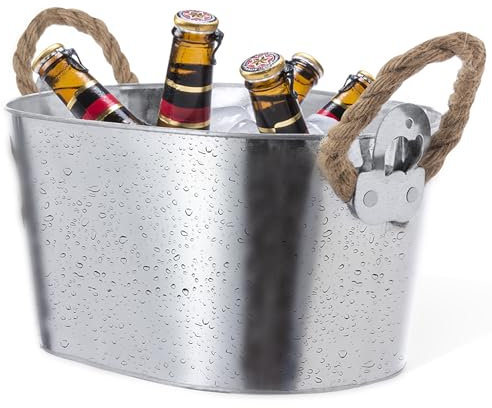 Refrigeratore per bottiglie di vino, in metallo, con capacità di 6 litri e manici in corda, per feste, eventi, barbecue