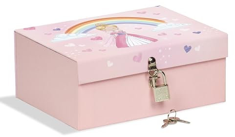 Boîte avec cadenas 18,5 x 14 x 7,5 cm idéale pour garder les secrets, les bijoux et les figurines, la princesse