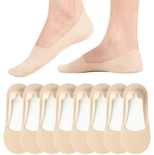 Caldodo Sneaker Socken Damen 39-42 35-38 Füsslinge, Unsichtbare Füßlinge Rutschfest Sommer Sneakersocken No Show Ballerina Socken, Beige