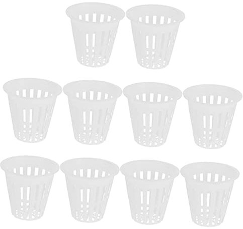 KONTONTY Lot de 10 Paniers De Plantation Hydroponiques Blancs De Taille Hydroponic Mesh Garden Pots Culture Hydroponique en Tube Et Bac