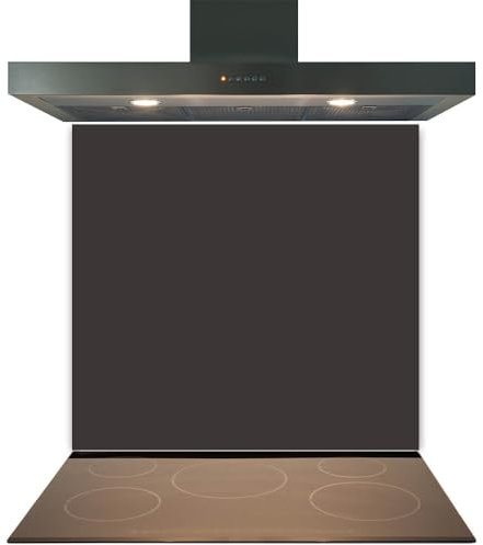 C2G Coloured Toughened Glass Splashback for Kitchen, Tempered Heat-Resistant Glass Splashbacks with Polished Edges for Cooker and Hob Backsplash (Grey Brown, 60 x 70cm)