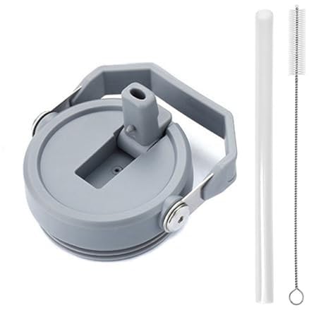Replacement Tumbler Lid for Stanley IceFlow 20 oz 30 oz Flip Straw Lid with Reusable Straw,Cleaning Brush (Gray, 20oz & 30oz)