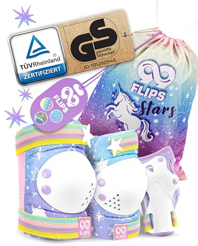 99FLIPS Protecciones Patines Niña - Rodilleras Patines Niña, Rodilleras Niña - Rodilleras Niño, Protecciones Patines Niño - Talla S/M - ARCO IRIS - Monopatín, Patines en línea, BMX Niñas