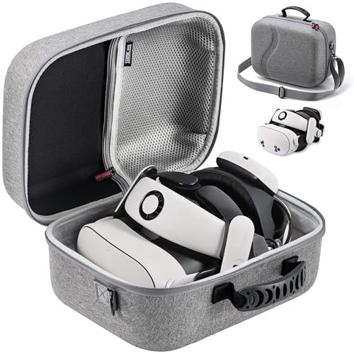Large Carrying Case for Meta Quest 3S/Quest 3, Hard Travel Case for BOBOVR S3 Pro/Kiwi Design Battery Head Strap, Controllers and Other Accessories, Portable Travel Bag for Oculus Quest 3S/3, Gray
