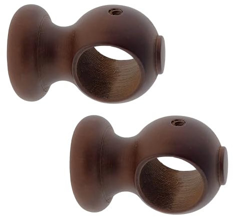 GIRASOLE HOME Support court de 75 mm en bois pour tiges de diamètre jusqu'à 28 mm, 2 pièces (Noyer)