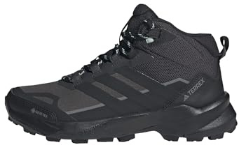 adidas Women's Terrex Skychaser AX5 Mid Gore-TEX Hiking Shoes, Carbon/Core Black/Semi Flash Aqua, 10.5 UK