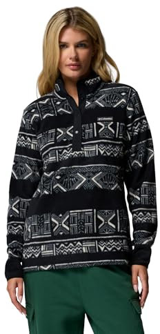 Columbia Donna Benton Springs Stampato Mezzo Snap, Pile Pull Over, Black Deschutes Days, L