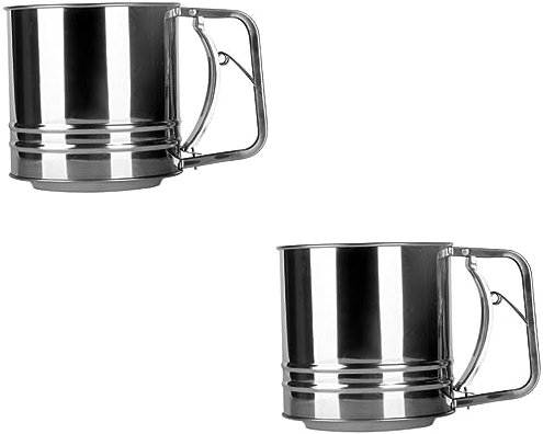 Ciieeo 2 Piezas colador de harina Colador de condimentos taza de de polvo de hornear de harina de mano filtros de café colador de polvo de condimentos Acero inoxidable