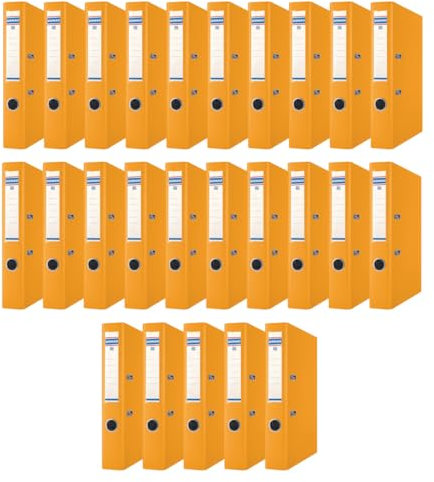 DONAU Master Ordner Schmal 25er Pack/DIN A4 / 5 cm / 25 Stück/Orange/Kunststoffbezug PP/Carton Papier Schlitzordner Büroordner Aktenordner Ringordner/Grünen Punkt