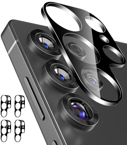 CloudValley [4 Pack Camera Lens Protector for Samsung Galaxy S25 Ultra, 9H Tempered Glass Lens Cover, Anti-Scratch & Case Friendly [Not Affect Flash & Night Shot],Black