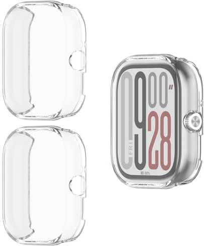 HOMTERN Paquete de 3 fundas para Redmi Watch 5, carcasa protectora de pantalla flexible de TPU a prueba de golpes, a prueba de arañazos, paquete de 3 transparentes
