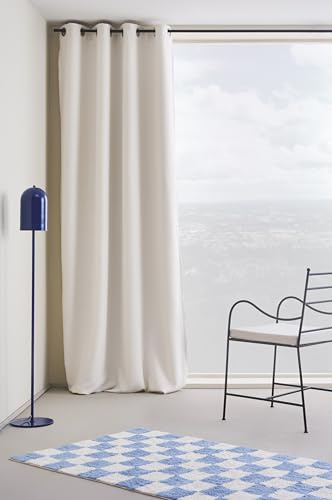 JOTEX Shadow Eyelet Verdunkelungsvorhang mit Öse (1er-Pack), Off-White Cremefarben Gardine, 140 x 250 cm