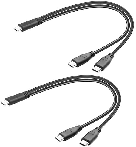 JSADZKJ Corto USB C Splitter Cable de Carga 2 en 1 Multi Tipo C Cable de Carga, 3A de carga rápida USB C a doble puerto tipo C, compatible con teléfonos móviles tabletas y más 1Ft/30Cm