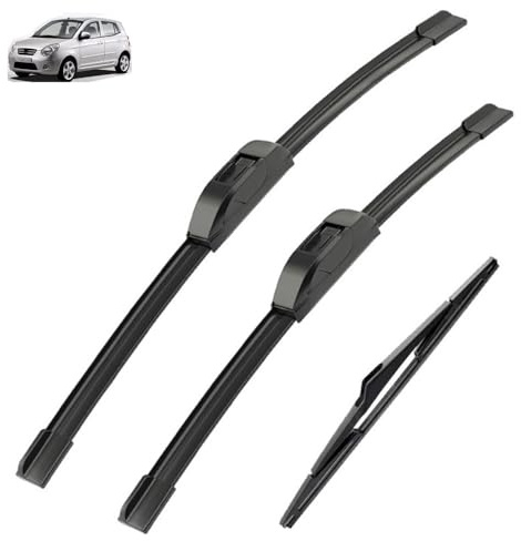 Scheibenwischer-Set für vorne und hinten für Kia Picanto SA MK1 2004–2011 2005 2006, beschichtetes Scheibenwischerblatt, 22Zoll + 16Zoll + 12Zoll(Left hand drive)