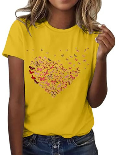 Maglia Larga Donna in Saldo Camicie Donna Lino in Saldo Camicetta Fucsia Blusa Plissettata Bluse Elegante Maglia Cotone Rossa Magliette Sportive Maniche Corte Jogging Gialla E Nera T Shirt