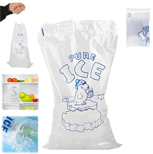 15Pcs Ice Cube Bags, Reusable 10 Pound Ice Bags for Ice Cubes, Heavy Duty Ice Bags for Freezer, 30.4 * 53.3 * 5cm, Ideal for Party Ice Storage And Commercial Ice Supply Management