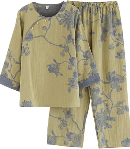 Conjunto de pijama de tejido jacquard para mujer, traje de pijama de kimono japonés Hanfu