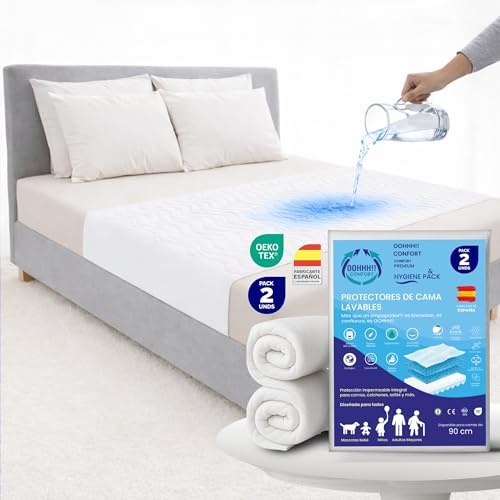 Empapadores Cama Adultos Lavables con Alas 50cm – Pack 2 – Reutilizable Impermeable – Protector Colchón Incontinencia Personas Mayores – Silencioso Oeko-Tex