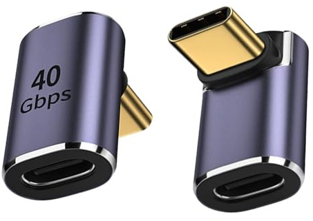 Nebulixq 2-Pack Right Angle USB C Adapter, 90 Degree Male to Female Connector for Devices Including Deck, Tablet, and Smartphone