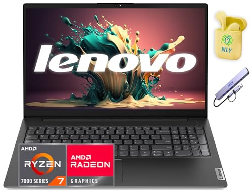 Lenovo Computer portatile, computer portatile FHD da 15,6 pollici, processore AMD Ryzen 7 8-Core, 24 GB di RAM 1 TB di memoria (SSD da 512 GB + set di docking station da 512 GB), laptop Windows 11