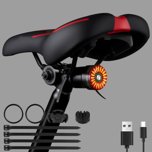 Adiwo Luce Posteriore LED per Bicicletta, Fanale USB-C Ricaricabile con Sensore di Freno Intelligente, IP65 Impermeabile, 5 modalità di Illuminazione, Luce per Bicicletta per MTB e Bici da Corsa
