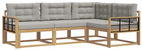 vidaXL Outdoor-Sofagarnitur 3 pcs Weiß und Hellgrau Polyester, Anpassbare Gartenmöbel, modernes Patio-Sofa, gemütliche Sitzgruppe, wetterfest und robust
