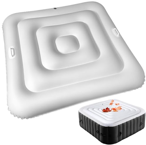 Housse de Spa Gonflable carrée en PVC de 140 cm avec poignée et Valve Rapide et Facile, résistante aux Feuilles, imperméable isolée pour la Protection, carrée
