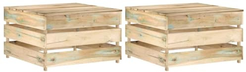 Qnhdfrt Garten-Palettentische 2er Set 60x62x37 cm Kiefern imprägniert Modernes Design Robust und flexibel kombinierbar für Balkon Terrasse Garten Lounge Möbel Outdoor