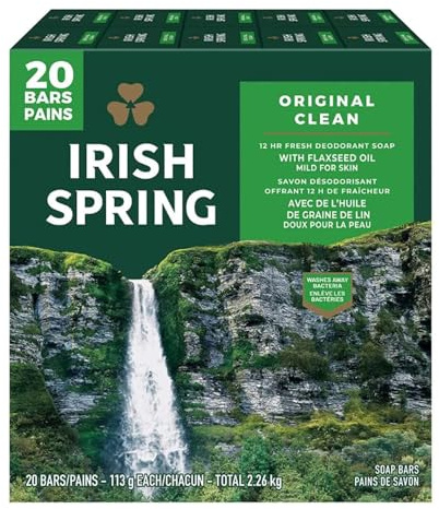 Irish Spring Deodorant Soap Original Scent – 4 oz / 20 Karat