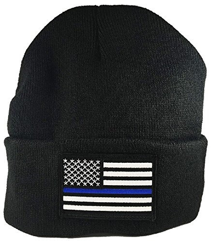 Cappello invernale sottile della bandiera della linea blu cappello nero maglia della polizia cappello USA Made