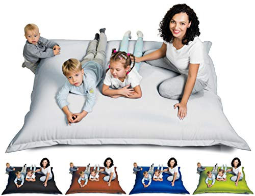 sunnypillow XL Sitzsack, Sitzkissen aus Kunstleder Outdoor & Indoor 100 x 150 cm mit 140L Styropor Füllung Sessel für Kinder & Erwachsene Sofa Beanbag viele Farben und Größen zur Auswahl Weiss