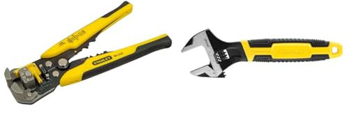 STANLEY FMHT0-96230, Alicate Pelacables Automático Fatmax 20.3 cm, Mango ergonómico, Fácil agarre & 0-90-948 - Llave de acero cromado forjado, 32 x 200 mm, Mango bi material MaxSteel