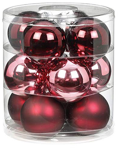 MAGIC Weihnachtskugeln Glas 8cm 12 STK. Christbaumkugeln Farbe: Berry Kiss (Beere Glanz/matt)