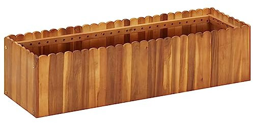 vidaXL Letto Rialzato da Giardino Fioriera Rustica Robusta Vaso Piante Fiori Portafiori 100x30x25 cm Colore Naturale Oliato Legno Massello di Acacia