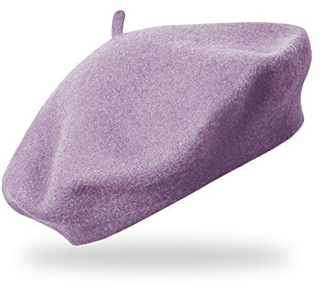 fiebig Baske aus 100% Reiner Wolle | Barett in One Size & Woll Qualität | Wollbaske in vielen Farben (One Size, Flieder)