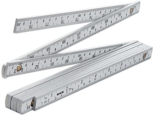 TOOLSTEK WOKIN Folding Ruler Carpenter Zig Zag Fibreglass Ruler cm, mm & inches ABS Body 2m Strong Durability Laying Ceramic Tiles Wood Floors Ideal Woodworking Tools for DIY Projects(Grey)