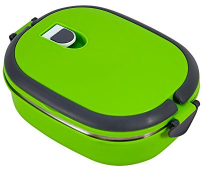 Scaldavivande Elettrico Portatile, Portapranzo Termico Caldo, Porta Pranzo Impilabile Portatile In Acciaio Inossidabile Alimentari Strati Ermetici Termico Con Manico (Verde 1capas)