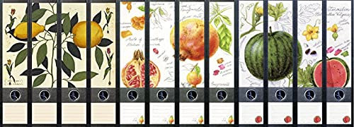 12er Set Ordnerrücken für breite Ordner Obst Zitrone Wassermelone Apfel Ordner Aufkleber Etiketten Deko AJ 037 426 428