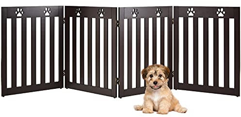 RELAX4LIFE Barriera per Cani, Ringhiera di Sicurezza Estensibile Portatile Pieghevole, Cancelletto di Protezione per Corridoio, Scale e Porte, Cancello per Cani per Interni (Marrone, 4 Pannelli)