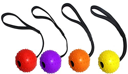 4 Stücke Wurfball Hund, Ball mit Seil, Ball für Hunde mit Seil, für Apportieren, Fangen, Werfen, Tauziehen,Naturgummiball Seil, Ball für Hunde