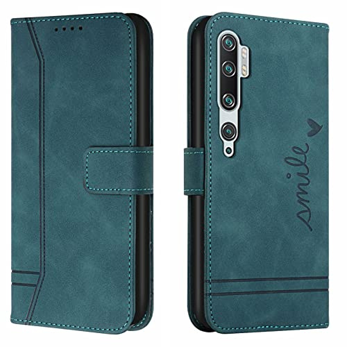 Lihondar Kompatibel mit Xiaomi Mi Note 10 / Note 10 Pro/Xiaomi CC9 Pro Hülle, Klappbar Handyhülle Klapphülle mit Kartenfach Handy Schutzhülle Tasche Leder Wallet Flip Case Slim Book Cover (Grün)