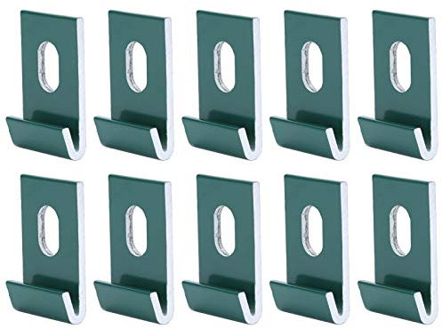 10Pcs Greenhouse Base Clips, Base Clips Greenhouse Glass Window Pane Fixing Clip Metal J-Hook Fixings Attaches Kit Greenhouses Fixture Set Tool (Green)