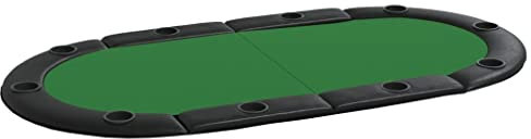vidaXL Poker Tischauflage, Pokertisch Pokerauflage mit Getränkehaltern, Poker Tischdecke für bis zu 10 Spieler, Pokermatte Poker Tischplatte Klappbar, Grün