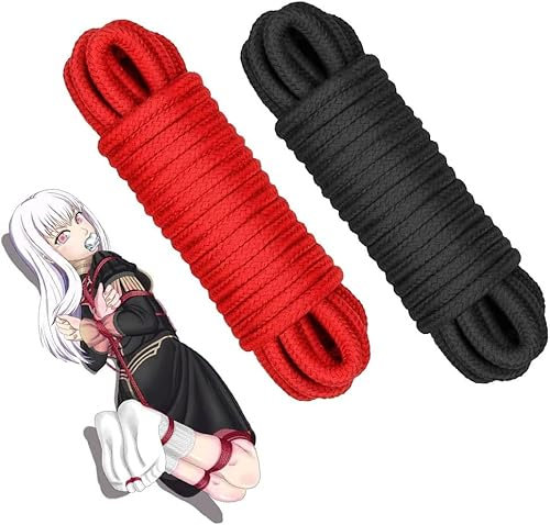 Qoosea 2 x10M Bondageseil Weich Bondage Seil, Fesselseil Sexspielzeug Bondage Set Baumwollseil Fesselspiele Bondage Requisiten für Paare Extrem Sex(Rot Schwarz)