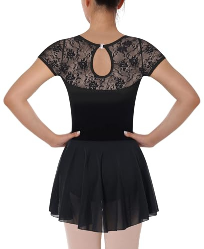 Mulnall Women Dance Ballet Leotard with Skirt Dancewear | easy fasten back clasp, lined front to prevent sheerness, flattering asymmetric wrap skirt with stretch fit for dance