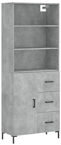 vidaXL Highboard, Sideboard mit viel Stauraum, Kommode Mehrzweckschrank mit Metallfüßen, Schrank Beistellschrank für Wohnzimmer, Betongrau Holzwerkstoff