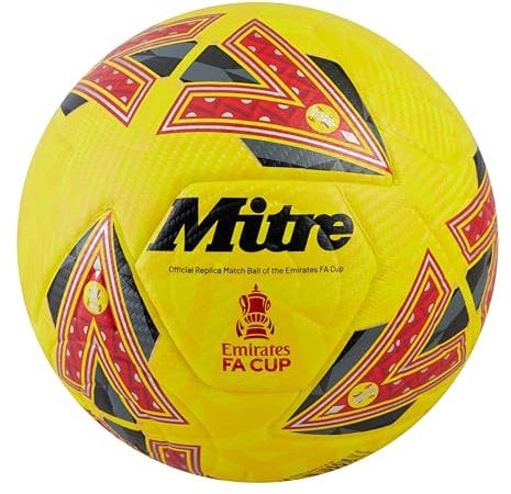 Mitre Match FA Cup Football, Yellow/Grey/Red, 4