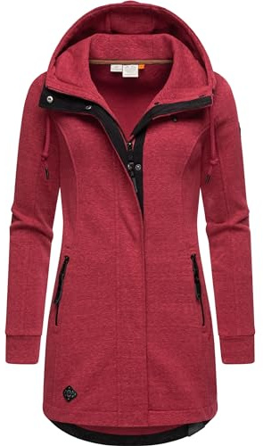 Ragwear Damen Leichter Sweat Übergangsmantel lang windabweisend mit Kapuze Letty Intl. Raspberry24 Gr. L