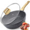 GiPP Nonstick Deep Frying Pan, 11 Inch Skillet Working Pan Granite Induction Cookware, 4.5Qt Non Stick Saute Pan with Lid, PFOA PFOS APEO Free, Grey